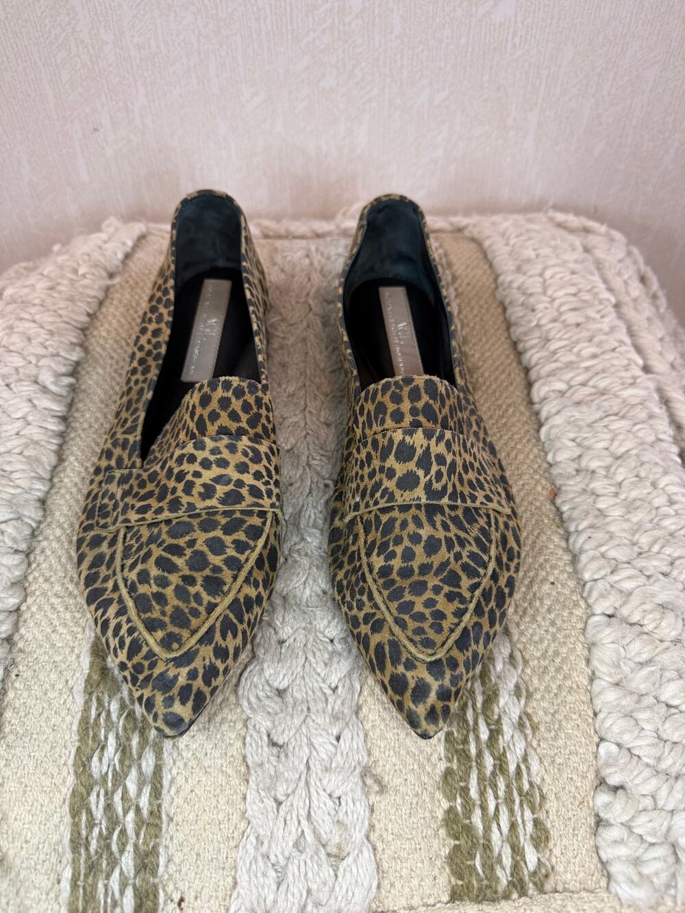 AGL Attilio Giusti Leombruni Leopard Pointed Toe Loafers EU 41.5
